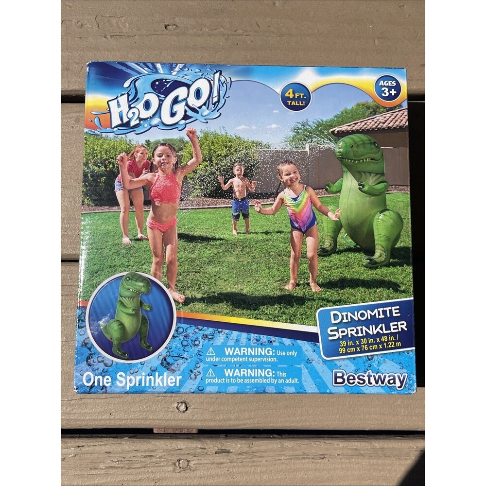 Bestway H20 Go! Dinomite Green Dinosaur Sprinkler Kids Toy Water Fun NEW 4’ Tall